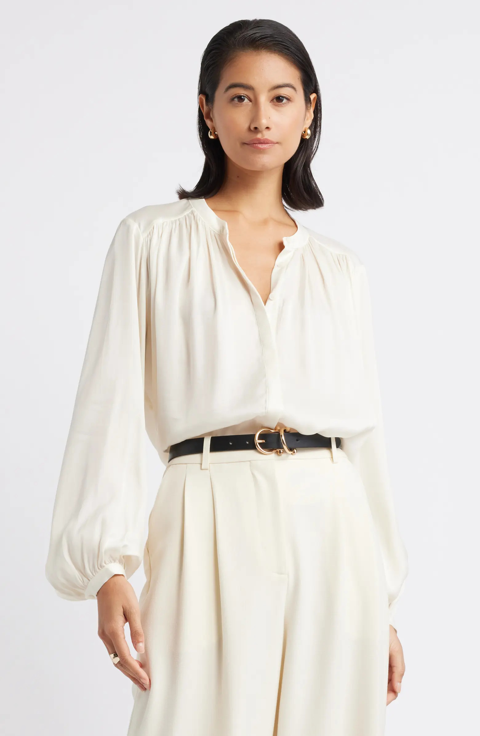 Shirred Satin Shirt | Nordstrom