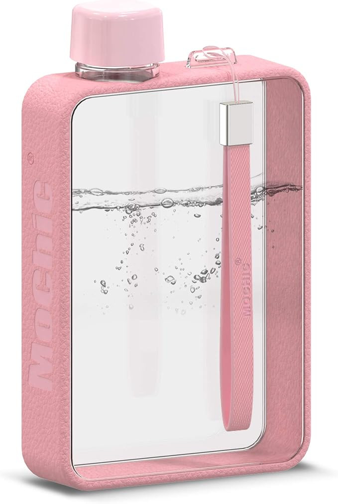 Mochic 13oz Flat Water Bottle - Portable Travel Mug Handbag Slim Cold Plastic Flask | BPA Free A5... | Amazon (US)