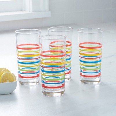 BrylaneHome Bh Exclusive Set Of 4 Santa Fe Highball Glasses - Stripe | Target