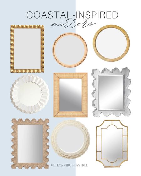 Coastal inspired mirror roundup! All of these options are great for a coastal-style home! The perfect touch to your entry way, above your nightstands, hallway, and more! 

coastal style, coastal home, coastal living, coastal-inspired, mirror, round mirror, serena and lily, walmart home, wayfair, target, target mirror, coastal home decor, beach house decor, beach house, scalloped mirror, rattan, rattan mirror 

#LTKstyletip #LTKunder100 #LTKhome