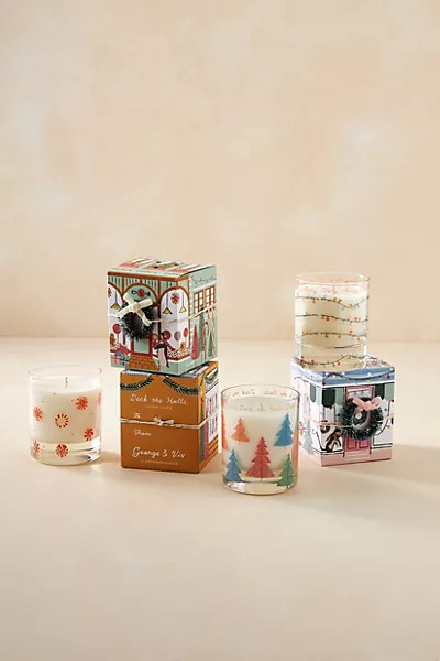 George & Viv Holiday Village Boxed Candle | Anthropologie (US)