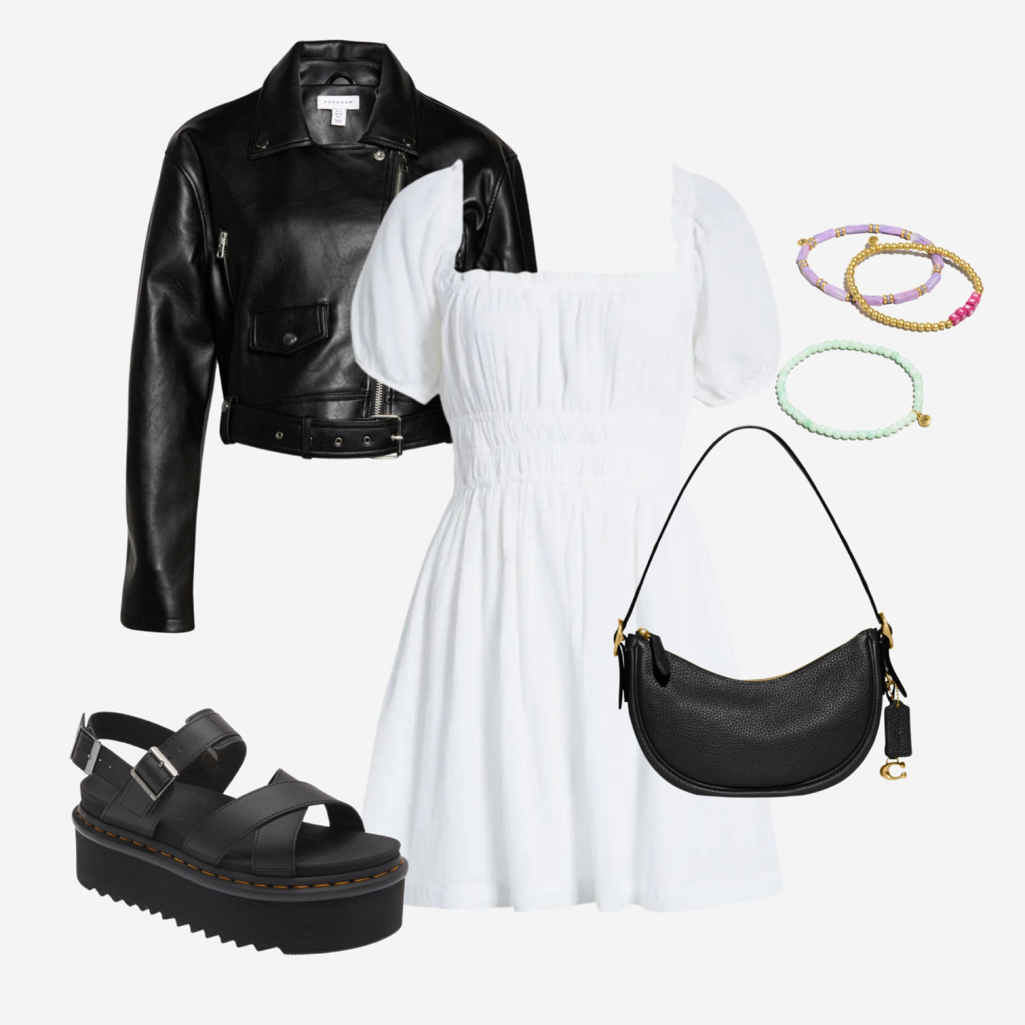 Leather jacket
White dress
Black sandals 
Black shoulder bag
Colorful bracelets 

⚡️everything linked!

cool mom outfit, cool mom fit, mom fit, easy ootd, easy outfit ideas , teacher fit, teacher outfit, funky outfit, fun outfit

#virtualstylist #instagramstylist #styleboard #explorepage #outfitidea #outfitinspirations #outfitideas #virtualstyling #virtualfashion #stvlejunkie #wardrobeconsultant #everydaystyle #wardrobebasics #aestheticoutfit #virtualstle #clothesinspo #streetstvle #springfashion #springoutfit #styleme