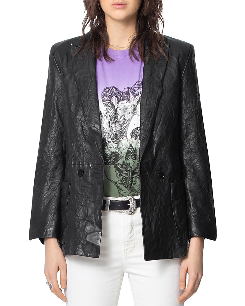 Zadig & Voltaire Wrinkled-Leather Jacket | Bloomingdale's (US)
