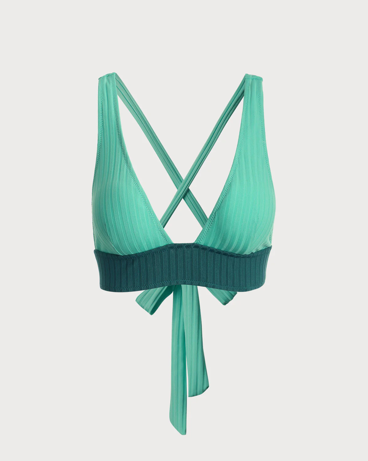 V Neck Backless Knotted Bikini Top | rihoas.com