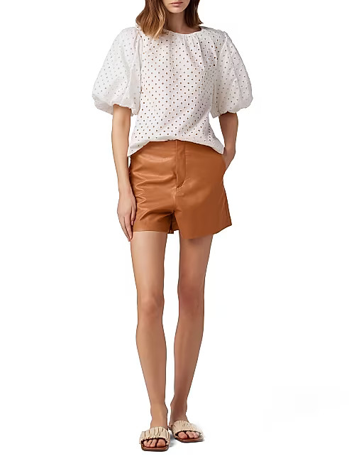 Johnnie High-Rise Faux-Leather Shorts | Saks Fifth Avenue