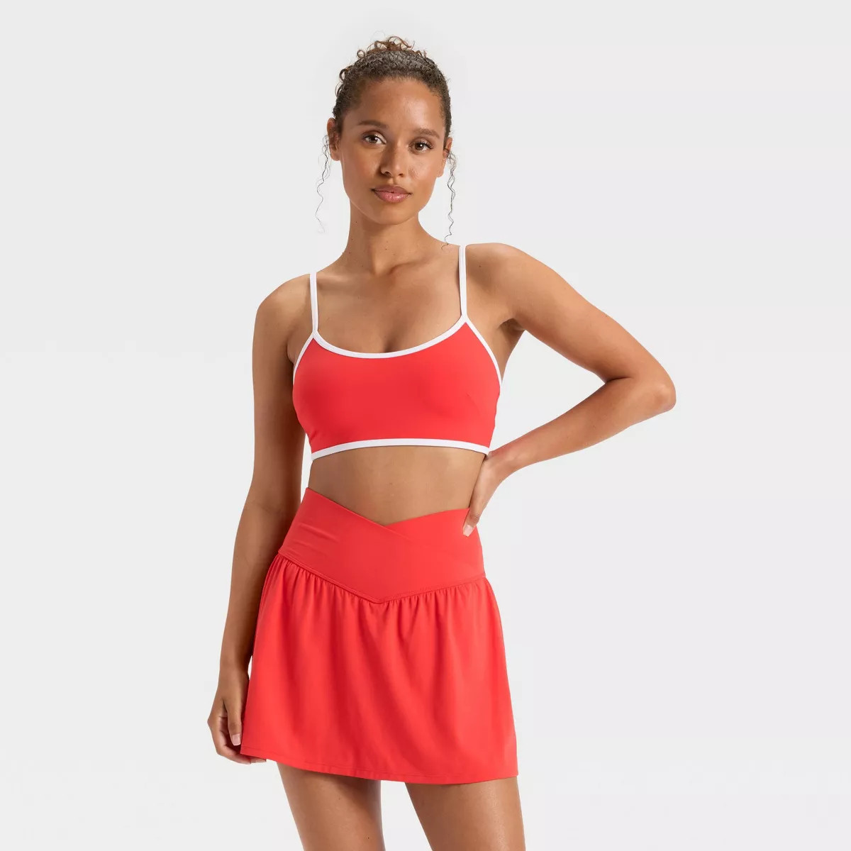 Women's Piped Sports Bra - JoyLab™ Black XXL: Nylon Spandex Knit, Removable Padding, Elastic St... | Target