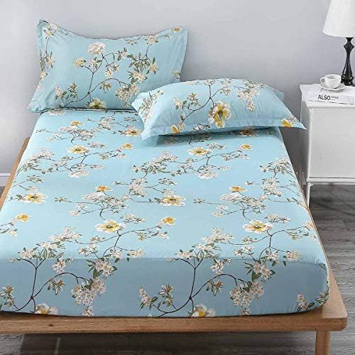 Nanko King Fitted Sheet 78x80 Deep Pocket Mattress Teal Floral Farmhouse Best Luxury Cool Soft Light | Amazon (US)