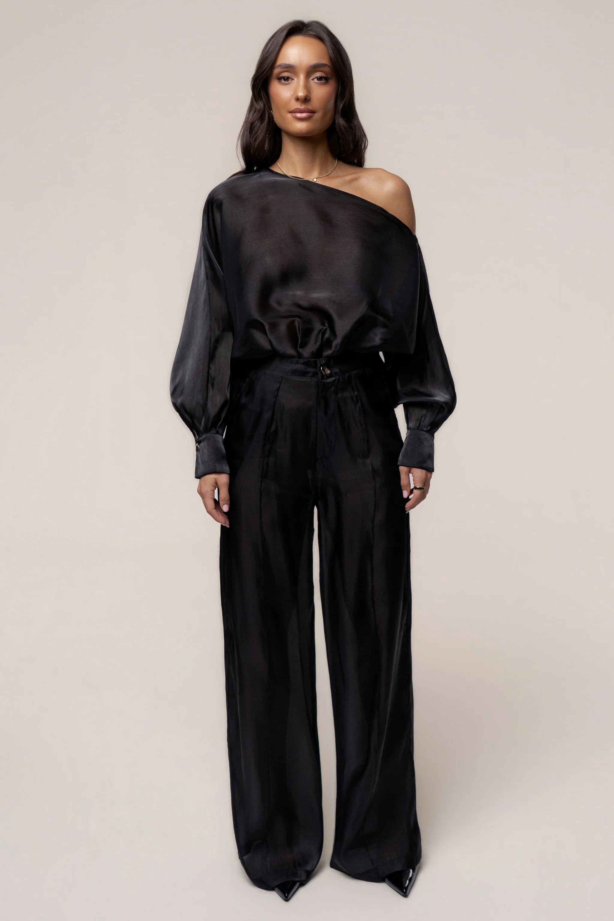 Black Resort Glow Organza Pants | JLUXLABEL US