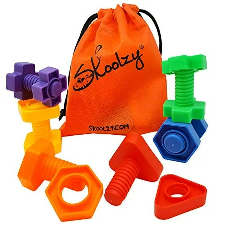 Jumbo Nuts and Bolts Toddler Toys - Skoolzy Montessori Toys Building Construction Set | 12 pc Occupa | Walmart (US)