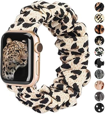 TOYOUTHS Compatible with Apple Watch Band Scrunchies 38mm Cloth Soft Pattern Printed Fabric Wrist... | Amazon (US)