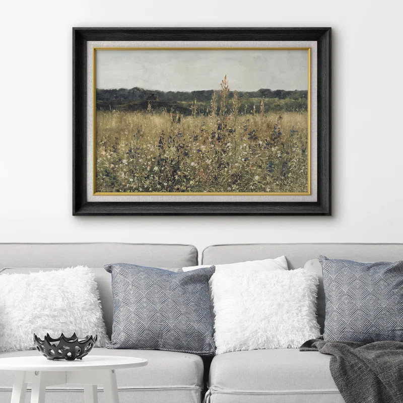Rustic Countryside " IDEA4WALL Premium Framed Wall Art Rustic Wildflower Country Landscape Nature... | Wayfair North America