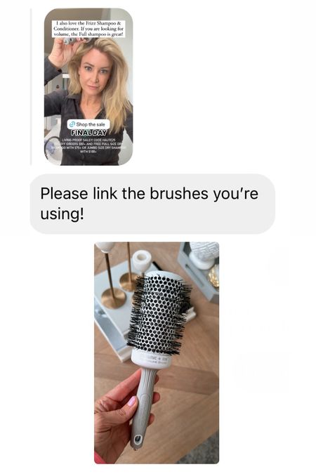 My round brush is the 55
I love this brush b/c there are no pieces for your hair to get stuck in or wrapped around. All of my hairdressers have always used these brushes.



#LTKBeauty #LTKFindsUnder50 #LTKStyleTip