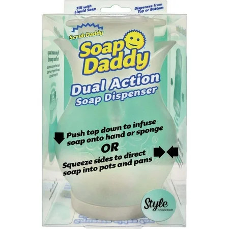 Scrub Daddy Refillable Dish Washing Liquid Dispenser Soap Daddy, Clear and BPA Free Plastic, Dual Action Pump and Squeeze, 13.25 fl. oz., 1 Count | Walmart (US)