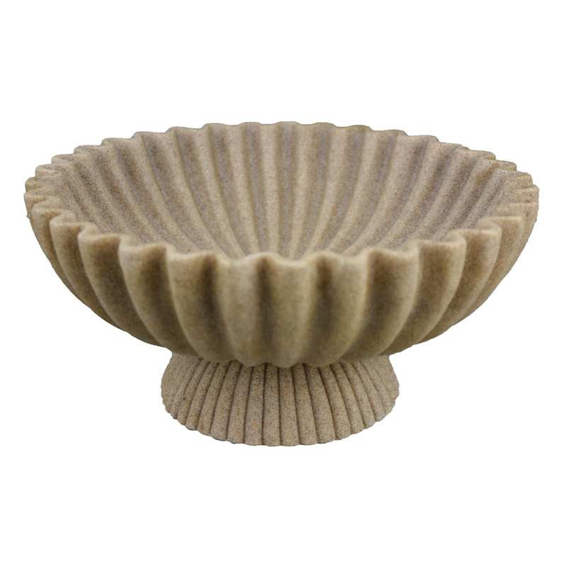 Brown Scalloped Footed Bowl, 11.8" | At Home