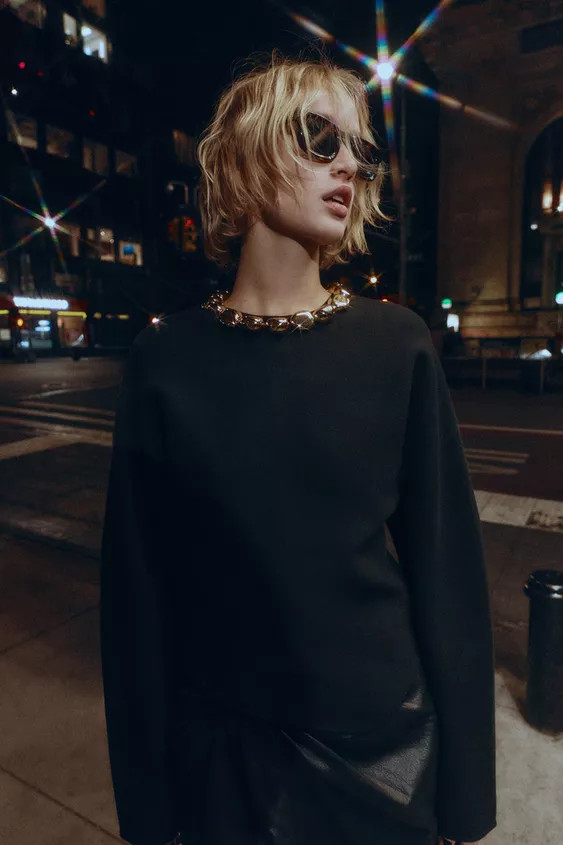 KNIT METALLIC BALL JUMPER | Zara US