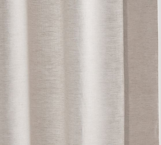 Belgian Flax Linen Hemstitch Shower Curtain | Pottery Barn (US)