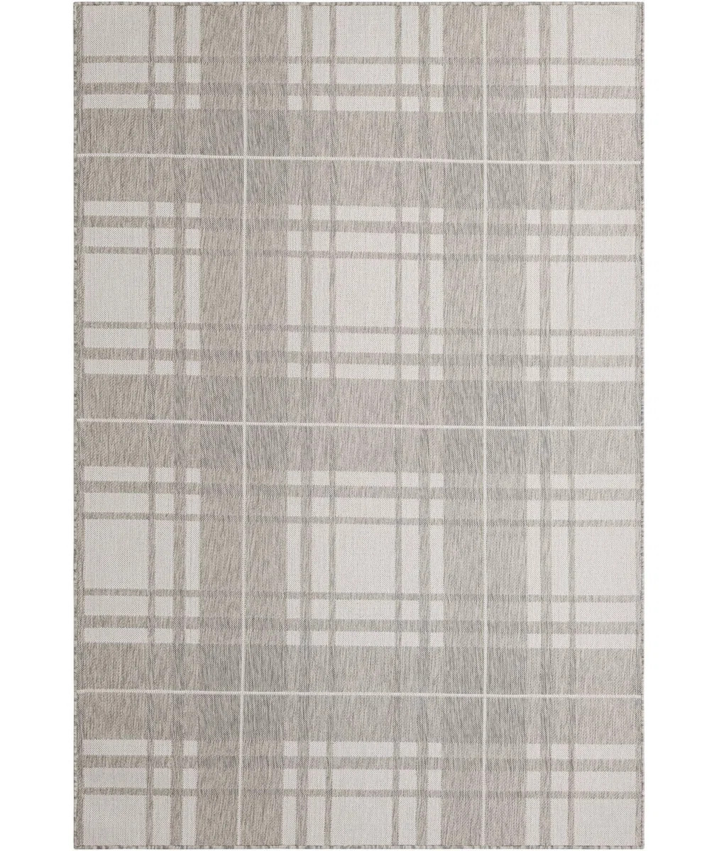 Indoor/Outdoor Outdoor Garden Plaid Area Rug Gray Color | Wayfair North America
