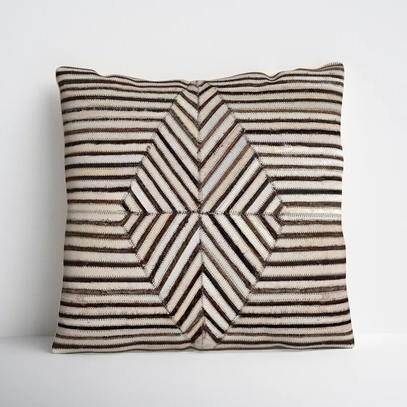 Coleridge Striped Leather/Suede Throw Pillow | Wayfair North America