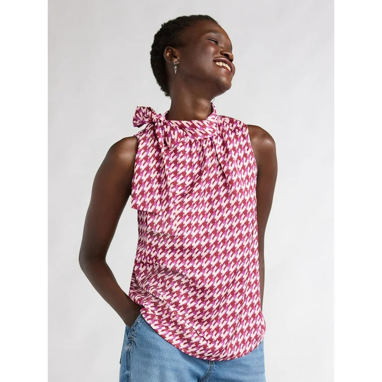 Scoop Women’s Bow Tie Sleeveless Blouse, Sizes XS-XXL - Walmart.com | Walmart (US)