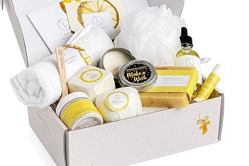 Spa Gift Set, Pampering Relaxing Box, Citrus Care Package for Women, Including 9 pc- Soap Bar, Fa... | Amazon (US)