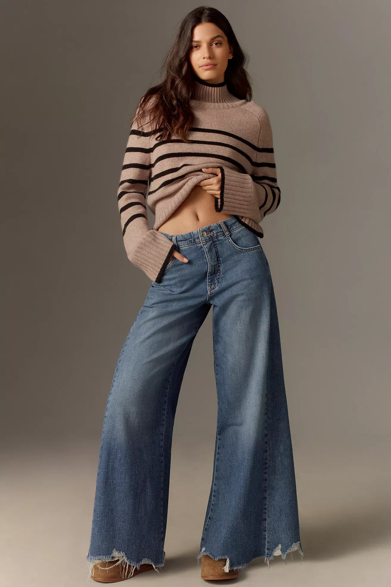 The Adi Regenerative Cotton Mid-Rise Flare Jeans by Pilcro | Anthropologie (US)