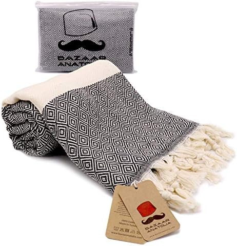 Bazaar Anatolia Diamond Turkish Towel 100% Cotton Peshtemal Bath Towel 77x38 Thin Lightweight Tra... | Amazon (US)