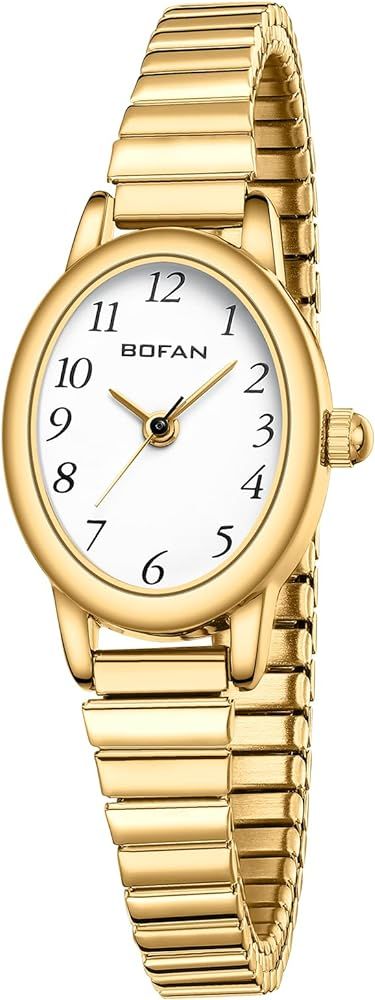 BOFAN Small Gold Watches for Women Easy Read Ladies Quartz Wrist Watches with Stainless Steel Exp... | Amazon (US)