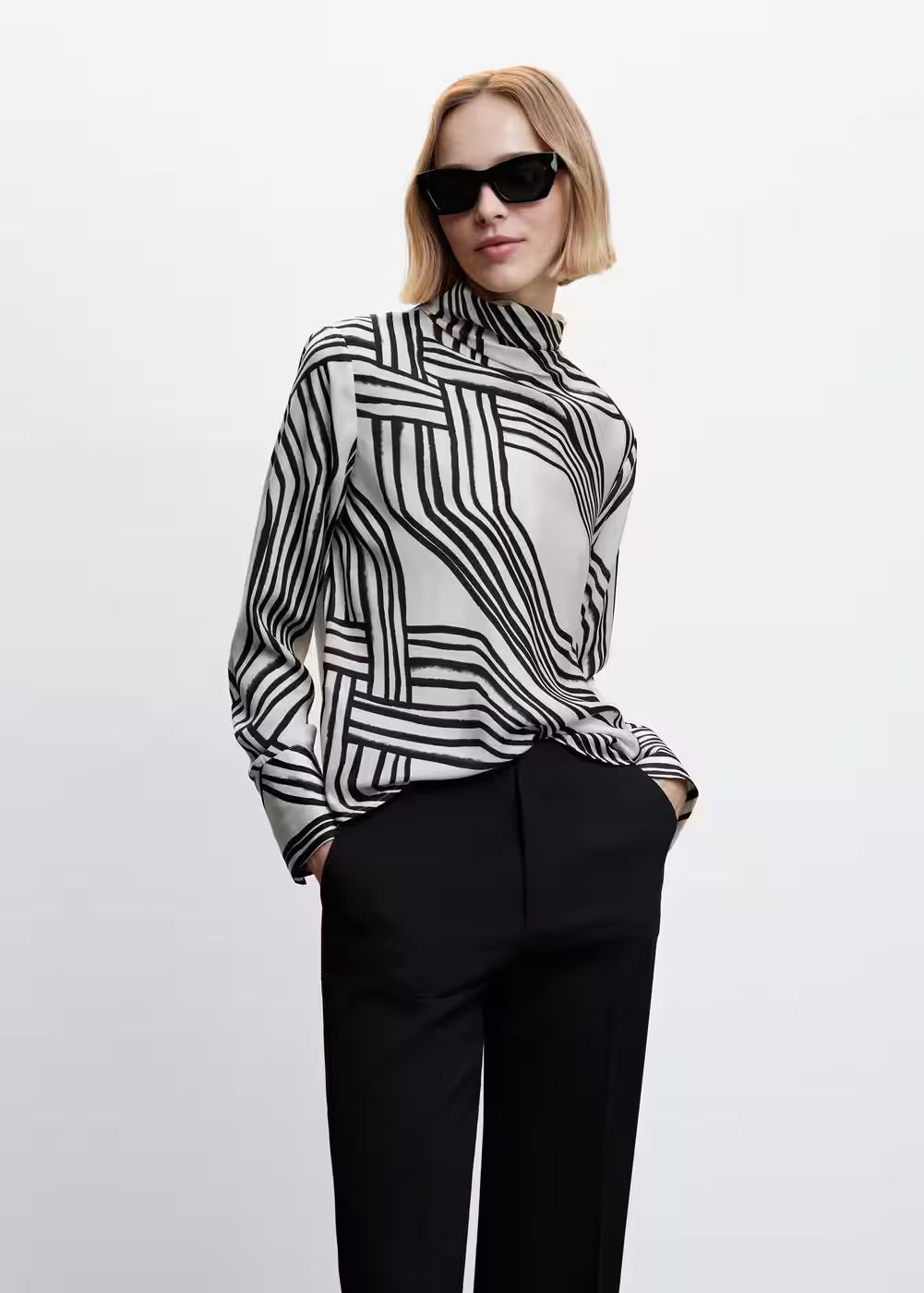 Satin print blouse -  Women | Mango United Kingdom | MANGO (UK)