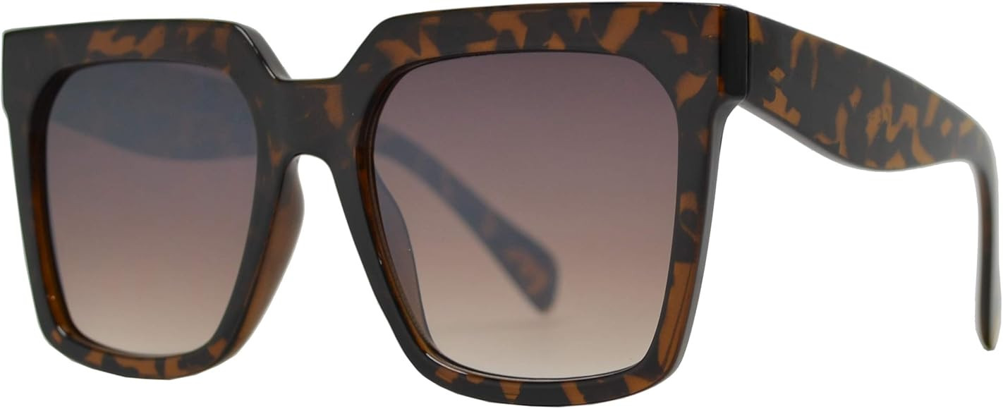 Retro Oversized Luxury Fashion Square Sunglasses with Flat Lens for Women | Amazon (US)