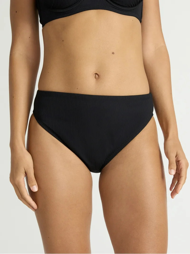 Time and Tru Women’s and Women's Plus High Cut Mid Rise Bikini Bottoms, Sizes XS-2X | Walmart (US)