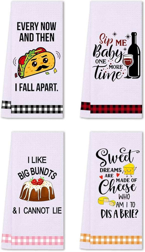 LXOMILL Funny Kitchen Towels, Cute Decorative Dish Towels Sets, Absorbent Waffle Hand Towels, Hou... | Amazon (US)