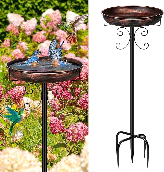 35In Metal Bird Bath for Outside, Vintage Freestanding Birdbaths & Birdfeeder, Bird Baths Feeder ... | Amazon (US)