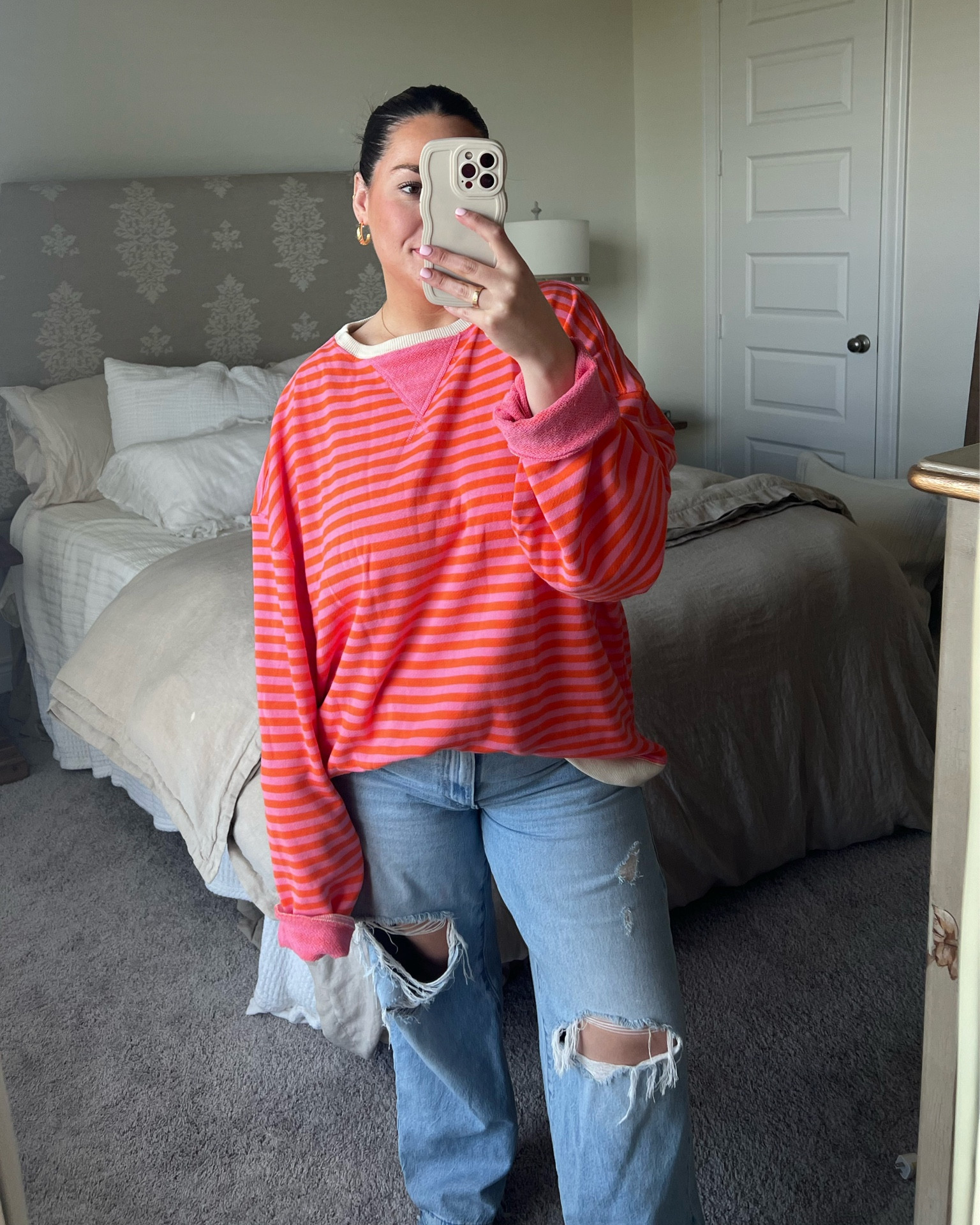 Chilly spring Ootd 
Wearing size L in shirt (could of sized down to a M) 

#LTKmidsize #LTKstyletip #LTKSeasonal