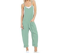 leanul Women Casual Jumpsuits Hot Shot Onesie dupes Spaghetti Strap Loose Romper Overalls Pocket ... | Amazon (US)