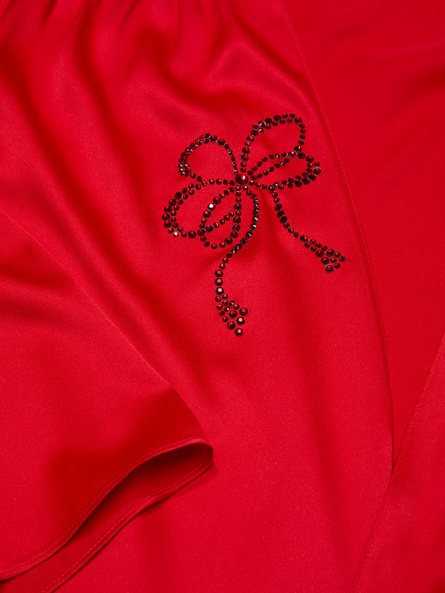 Buy Satin Sparkle Bow Short Robe, Bright Vermillion - Order Robes online - Victoria's Secret US | Victoria's Secret (US / CA )