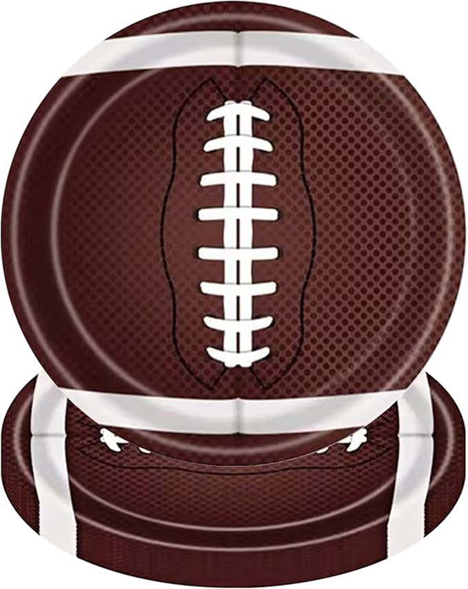 50PCS Football Party Supplies 9 Inch Football Paper Plates Disposable Plates Football Party Table... | Amazon (US)