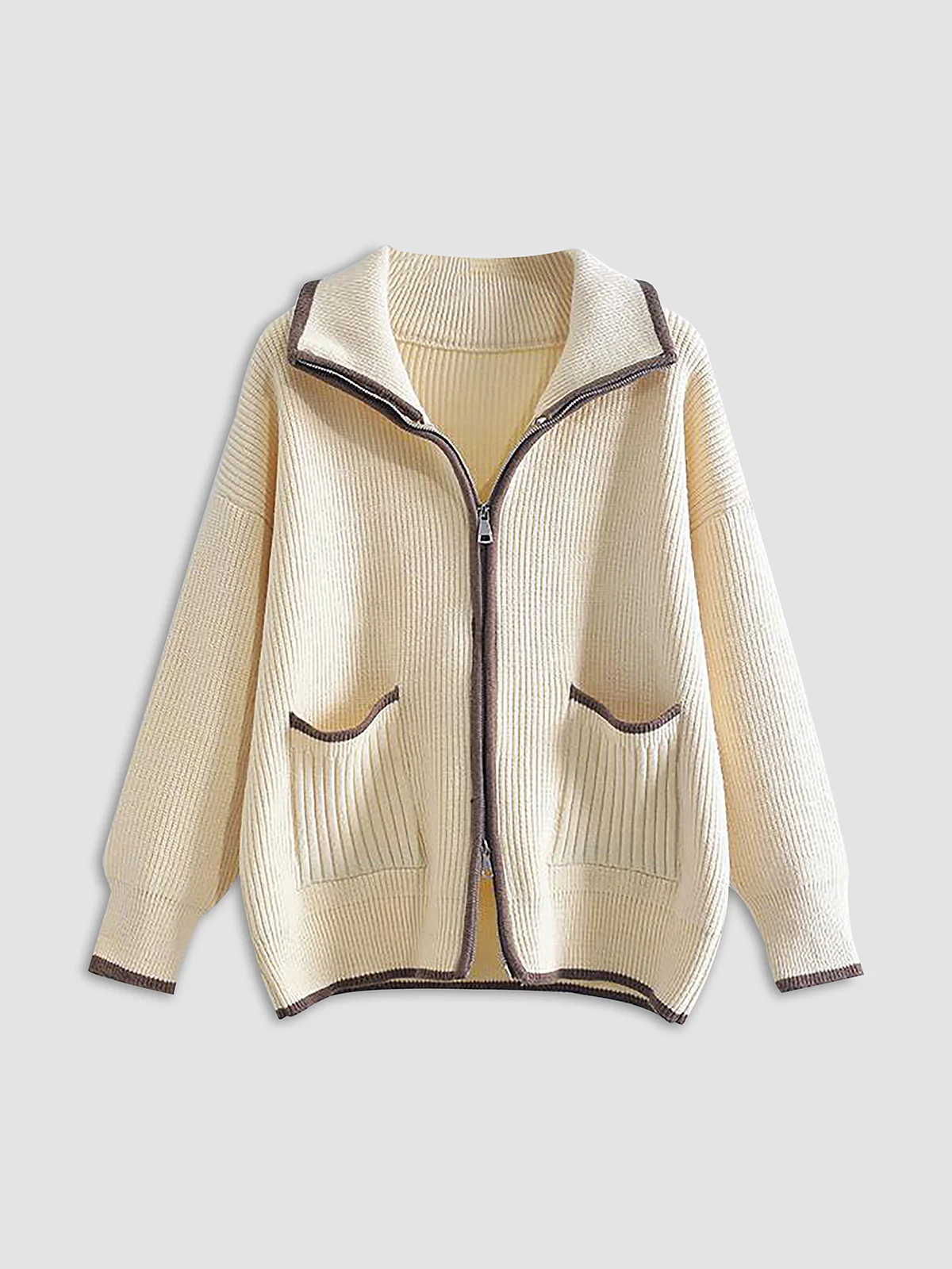 Weekend Loaf Zip Collared Cardigan | Commense