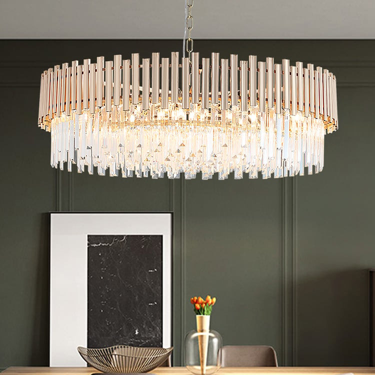 Tierizo Modern 16-Light Tiered Crystal Chandelier with Adjustable Chain in Gold | Homary