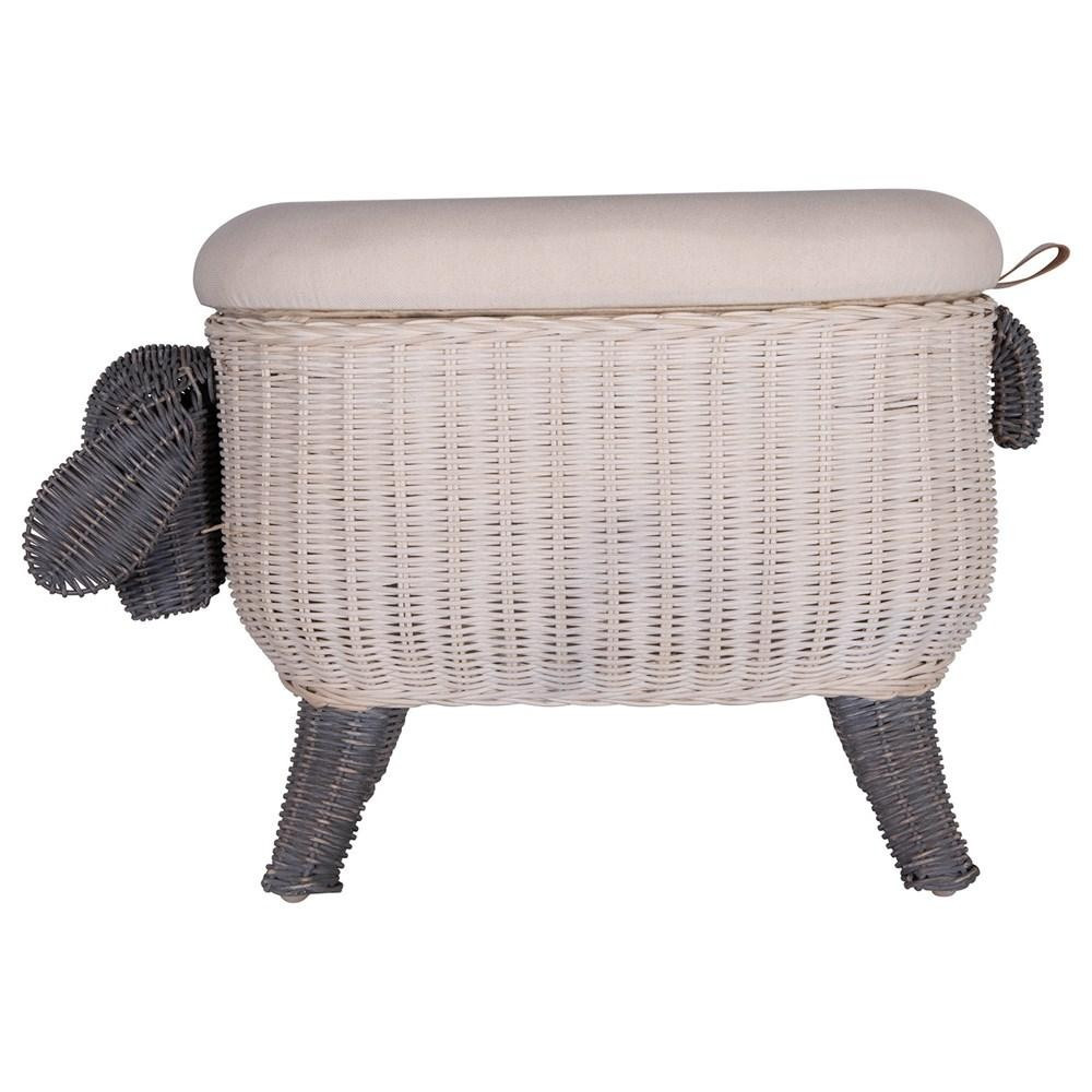 Woven Sheep Storage Stool with Upholstered Lid – BURKE DECOR | Burke Decor