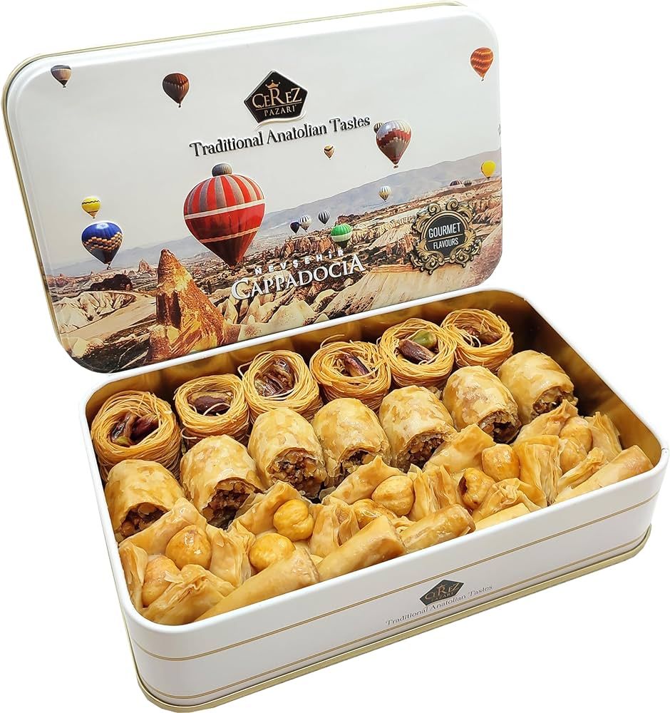 Cerez Pazari Premium Assorted Baklava Pastry Gift Basket Small Tin Box 8.47 oz Apprx.22-23 pcs | ... | Amazon (US)