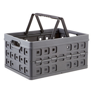 Large Collapsible Crate w/Handles Grey | The Container Store