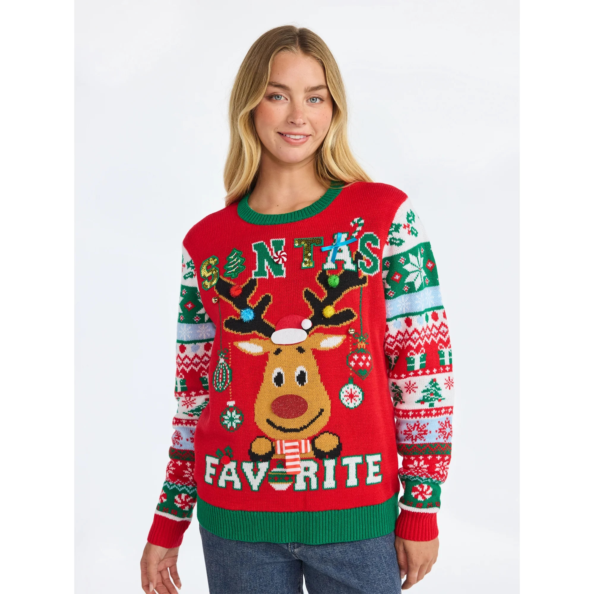 No Boundaries Christmas Sweater, Lightweight, Women's | Walmart (US)