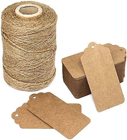 300 Feet Natural Jute Twine and 100PCS Brown Retangle Kraft Paper Gift Tags for Crafts & Price Ta... | Amazon (US)