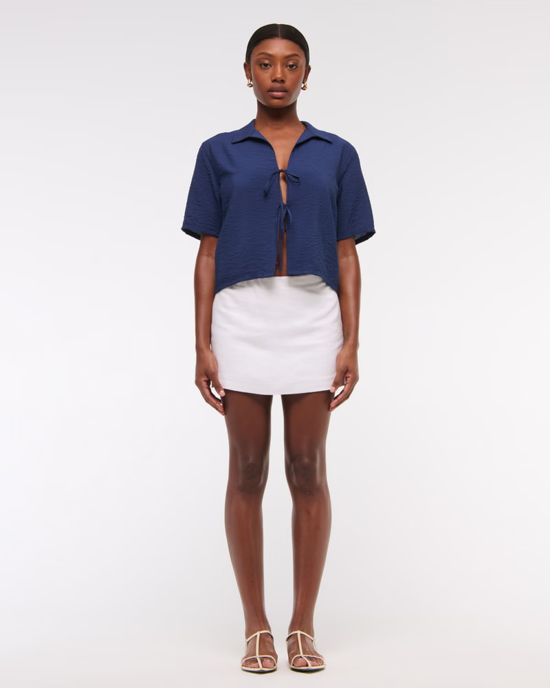 Women's The A&F Scarlett Mid Rise Linen-Blend Mini Skort | Women's Bottoms | Abercrombie.com | Abercrombie & Fitch (US)