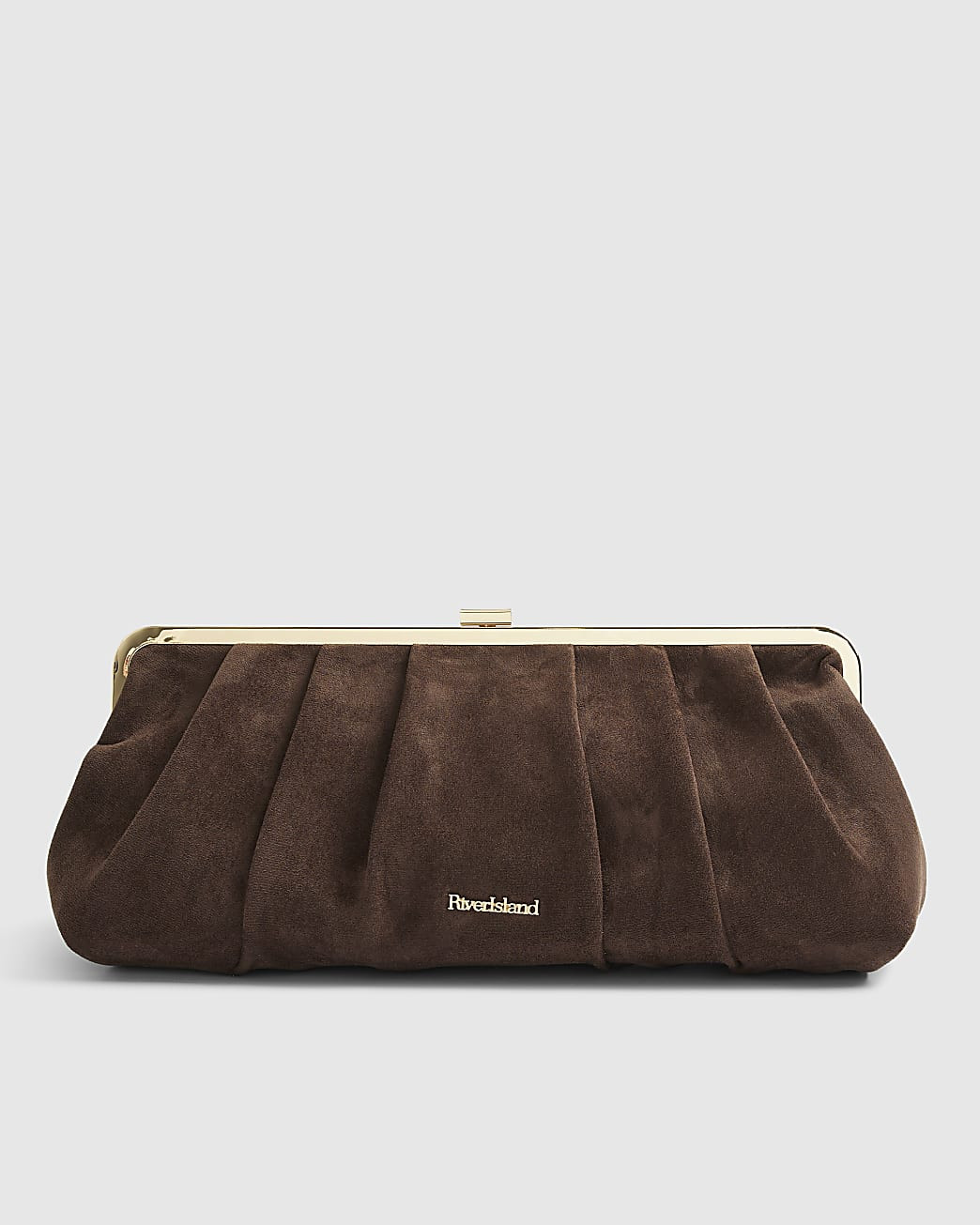 Brown Faux Suedette Clutch Bag | River Island UK & IE