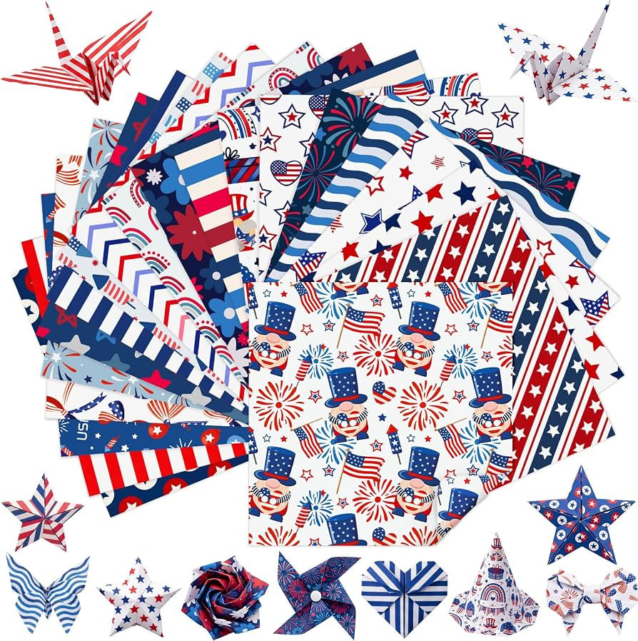 Harloon 500 Sheets 4th of July 250th Anniversary Origami Paper 20 Styles 6 Inch Double Sided Patr... | Amazon (US)