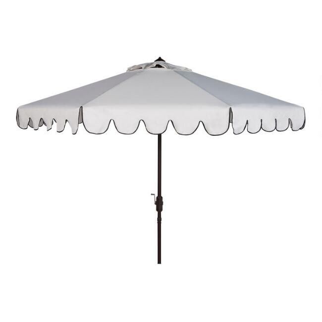 White And Black Scalloped 9 Ft Tilting Patio Umbrella | World Market