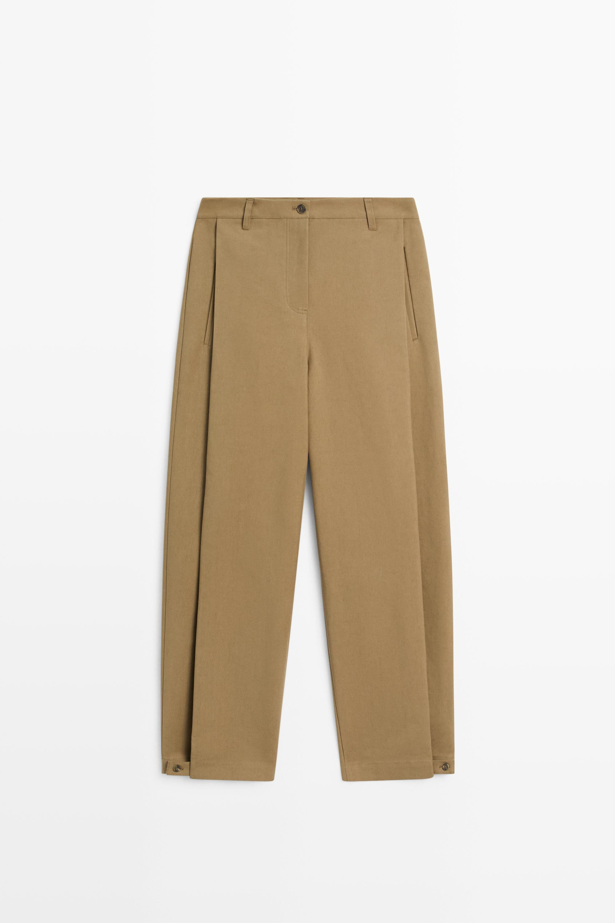 Pantalon barrel fit \u00e0 plis lat\u00e9raux | Massimo Dutti FR