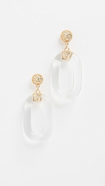 Polished Gold & Clear Oval Link Earrings | Shopbop