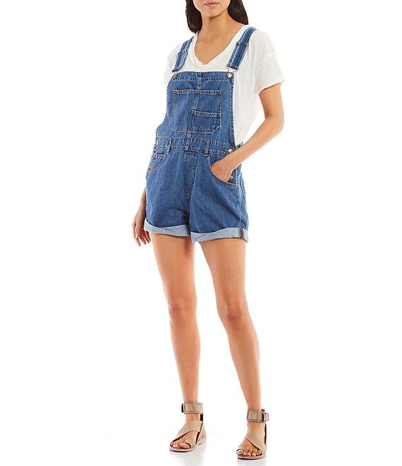 Free People Ziggy Square Neck Sleeveless Frayed Cuffed Hem Shortall | Dillard's | Dillard's